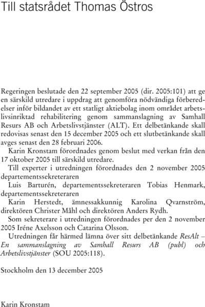 Omslaget till SOU 2005:118
