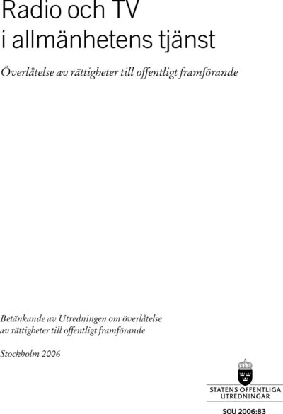 Omslaget till SOU 2006:83