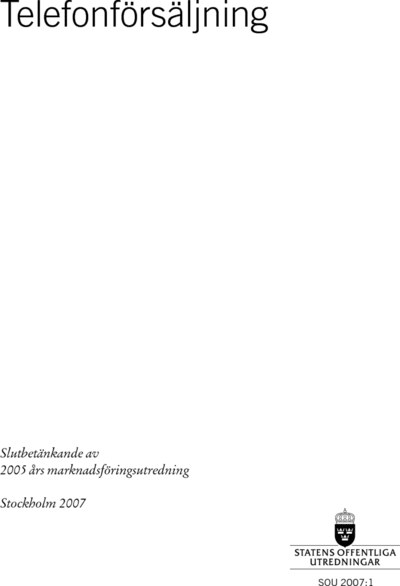Omslaget till SOU 2007:1