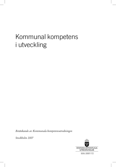 Omslaget till SOU 2007:72