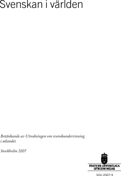 Omslaget till SOU 2007:9