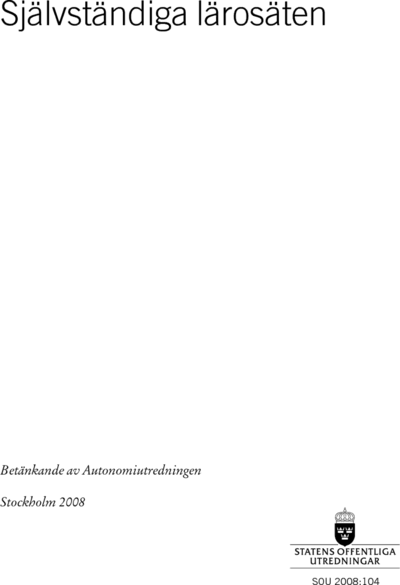 Omslaget till SOU 2008:104