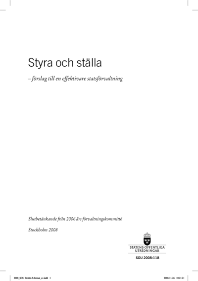 Omslaget till SOU 2008:118