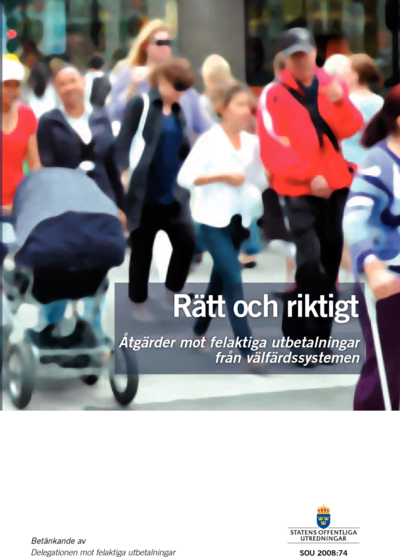 Omslaget till SOU 2008:74