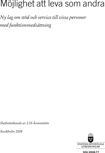 Omslaget till SOU 2008:77