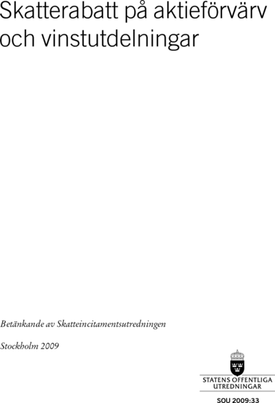 Omslaget till SOU 2009:33