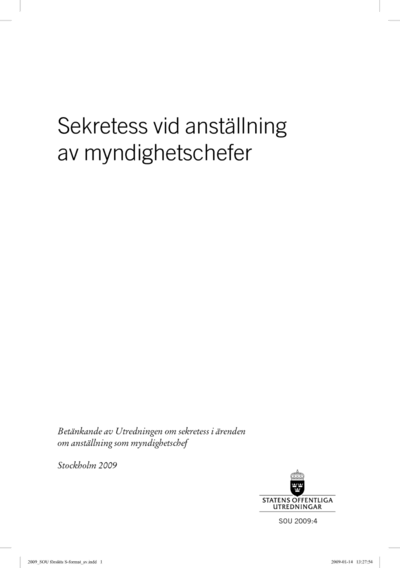 Omslaget till SOU 2009:4