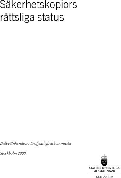 Omslaget till SOU 2009:5