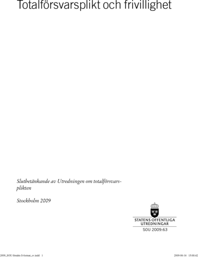 Omslaget till SOU 2009:63
