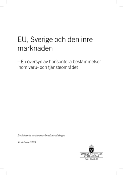 Omslaget till SOU 2009:71