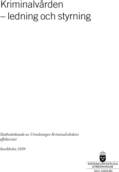 Omslaget till SOU 2009:80