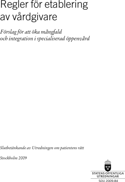 Omslaget till SOU 2009:84