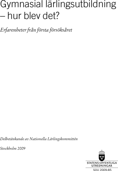 Omslaget till SOU 2009:85