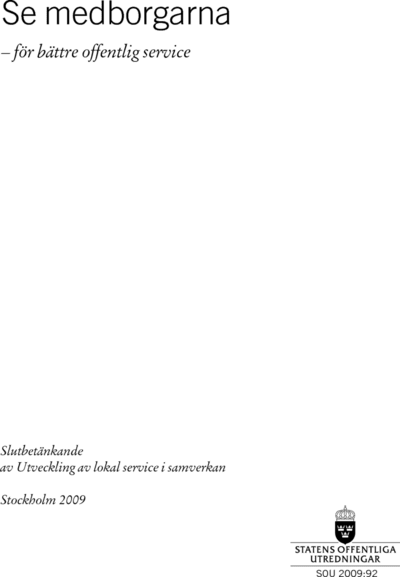 Omslaget till SOU 2009:92