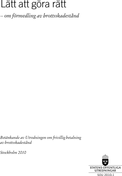 Omslaget till SOU 2010:1