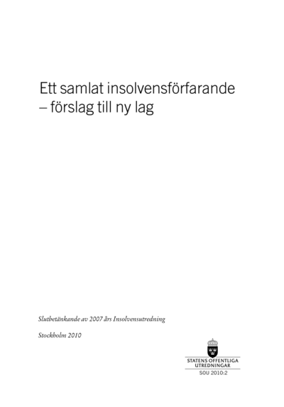 Omslaget till SOU 2010:2
