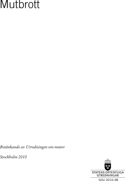 Omslaget till SOU 2010:38