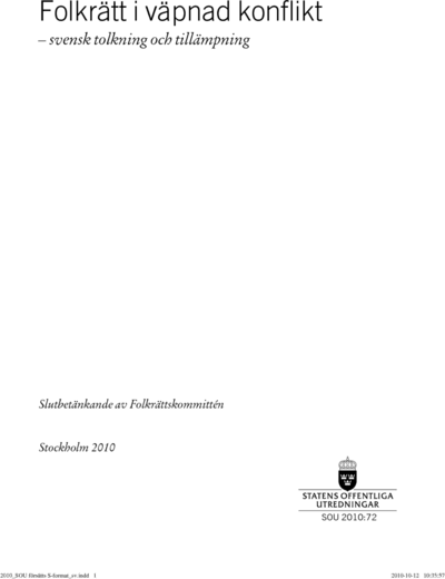 Omslaget till SOU 2010:72