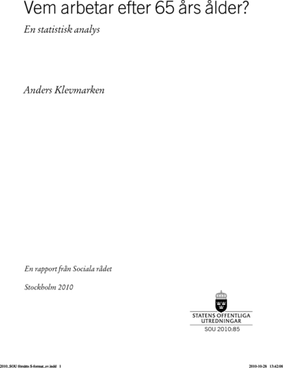Omslaget till SOU 2010:85