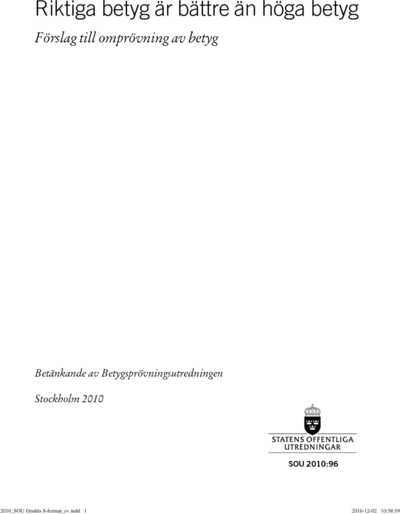 Omslaget till SOU 2010:96