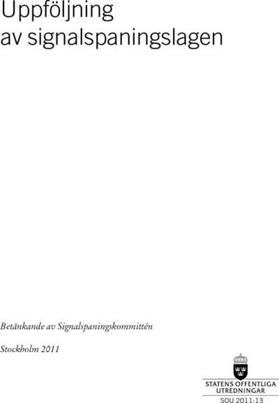 Omslaget till SOU 2011:13