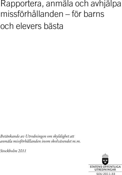 Omslaget till SOU 2011:33