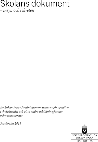 Omslaget till SOU 2011:58