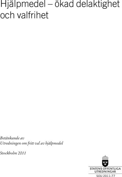 Omslaget till SOU 2011:77