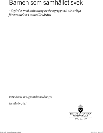 Omslaget till SOU 2011:9