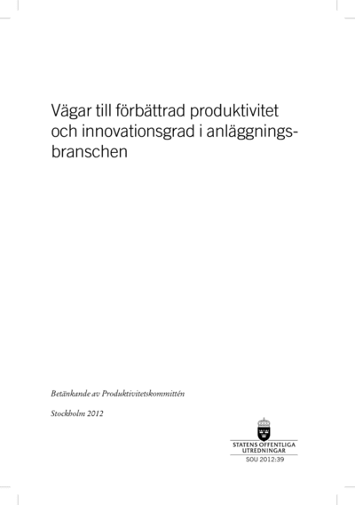 Omslaget till SOU 2012:39