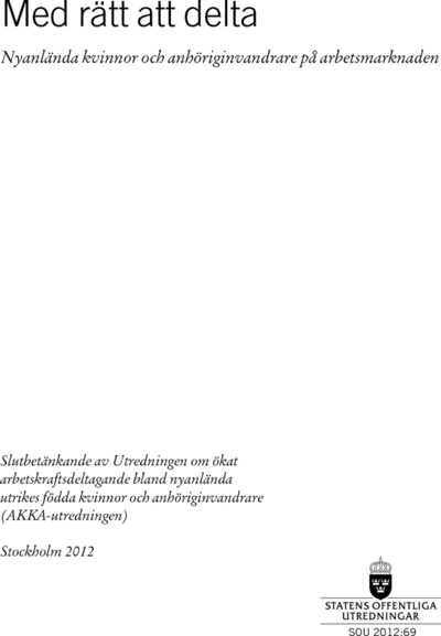 Omslaget till SOU 2012:69