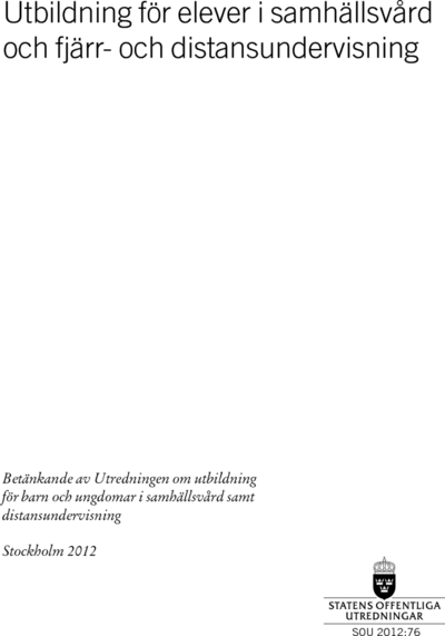 Omslaget till SOU 2012:76