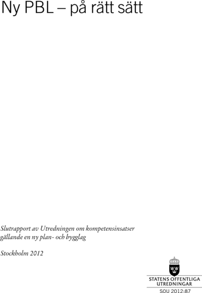 Omslaget till SOU 2012:87