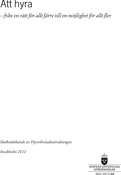 Omslaget till SOU 2012:88