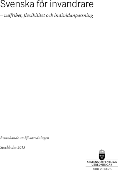 Omslaget till SOU 2013:76