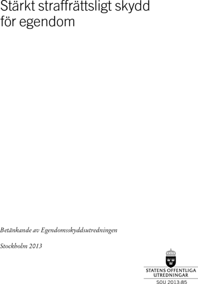 Omslaget till SOU 2013:85