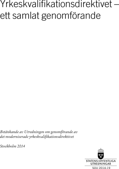 Omslaget till SOU 2014:19
