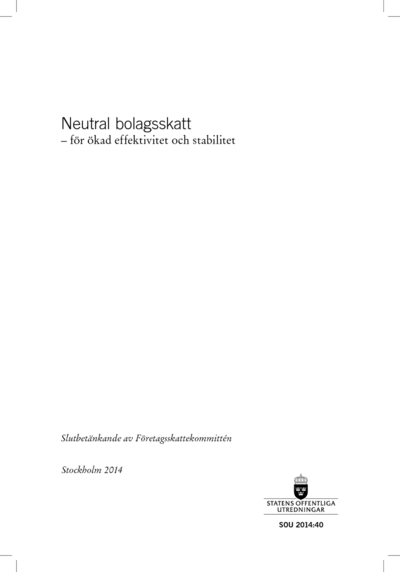 Omslaget till SOU 2014:40