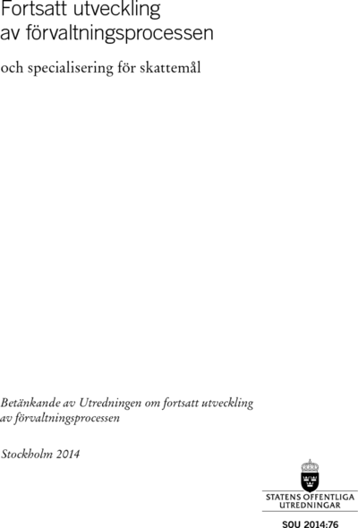 Omslaget till SOU 2014:76