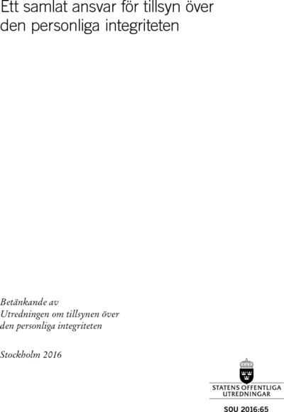 Omslaget till SOU 2016:65