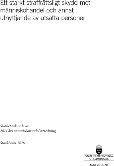 Omslaget till SOU 2016:70