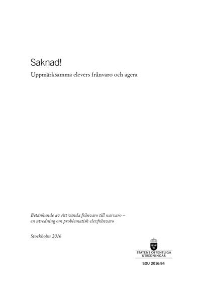 Omslaget till SOU 2016:94
