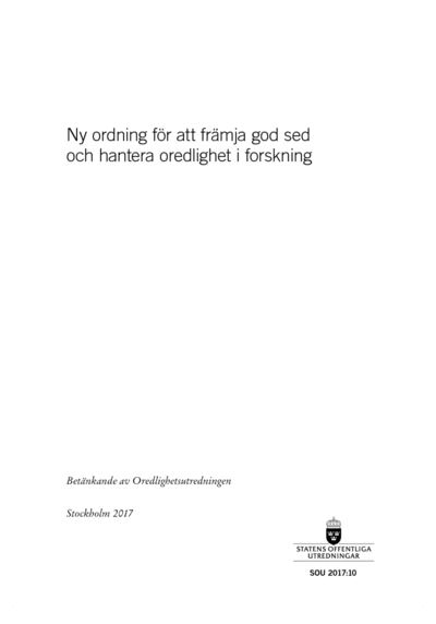 Omslaget till SOU 2017:10