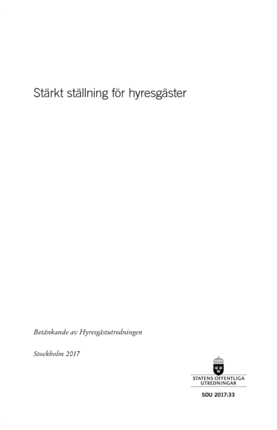 Omslaget till SOU 2017:33