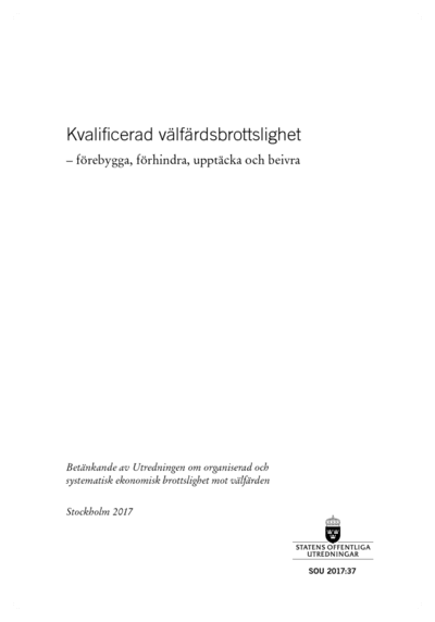Omslaget till SOU 2017:37