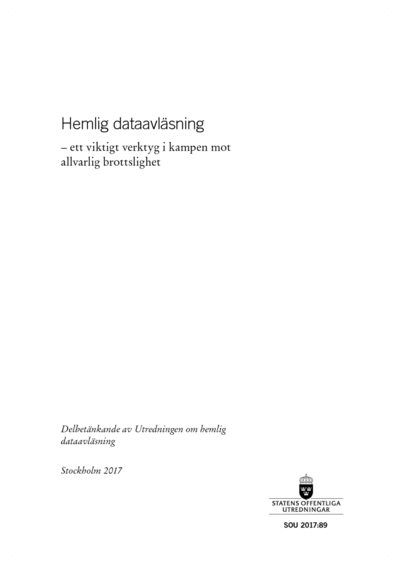 Omslaget till SOU 2017:89