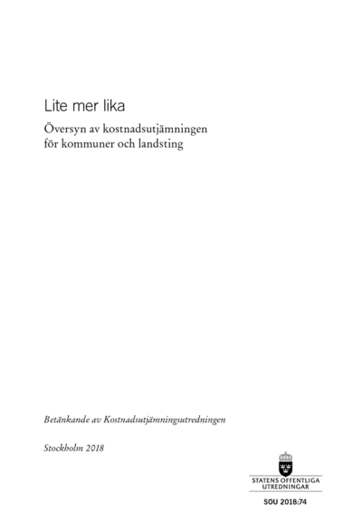 Omslaget till SOU 2018:74