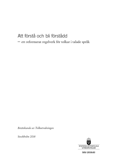 Omslaget till SOU 2018:83