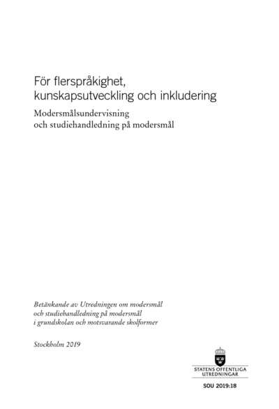 Omslaget till SOU 2019:18