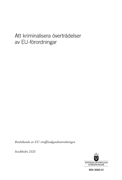 Omslaget till SOU 2020:13